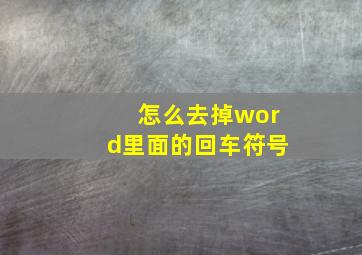 怎么去掉word里面的回车符号