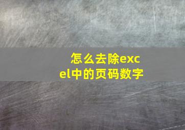 怎么去除excel中的页码数字