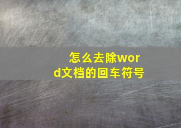 怎么去除word文档的回车符号