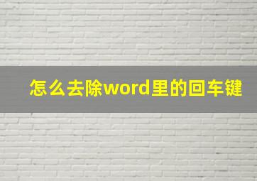 怎么去除word里的回车键