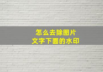 怎么去除图片文字下面的水印