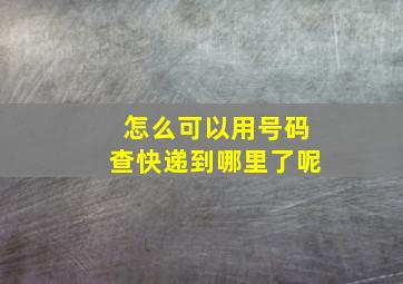 怎么可以用号码查快递到哪里了呢