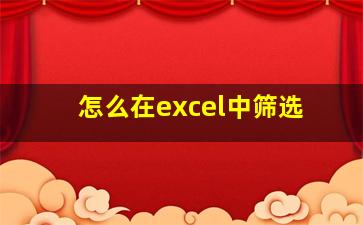 怎么在excel中筛选