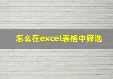 怎么在excel表格中筛选