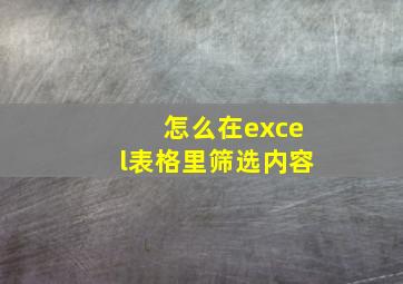 怎么在excel表格里筛选内容