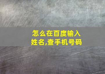 怎么在百度输入姓名,查手机号码