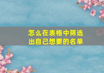 怎么在表格中筛选出自己想要的名单