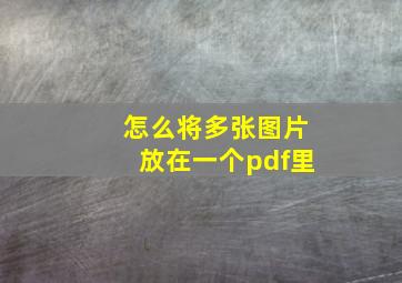 怎么将多张图片放在一个pdf里