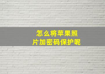 怎么将苹果照片加密码保护呢