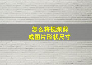 怎么将视频剪成图片形状尺寸