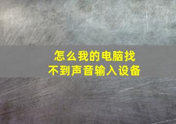 怎么我的电脑找不到声音输入设备