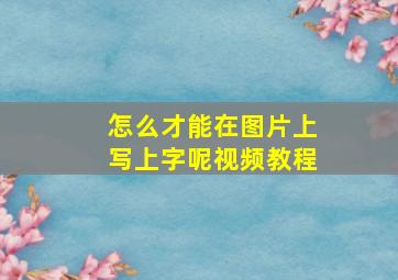 怎么才能在图片上写上字呢视频教程