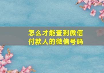 怎么才能查到微信付款人的微信号码