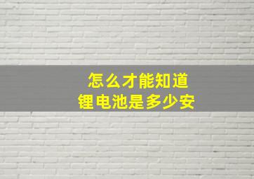 怎么才能知道锂电池是多少安