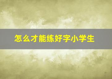 怎么才能练好字小学生