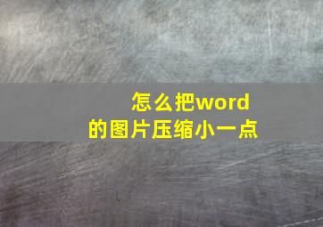 怎么把word的图片压缩小一点