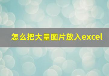 怎么把大量图片放入excel