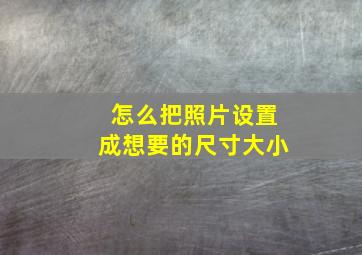 怎么把照片设置成想要的尺寸大小