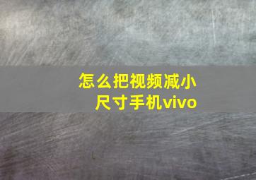 怎么把视频减小尺寸手机vivo