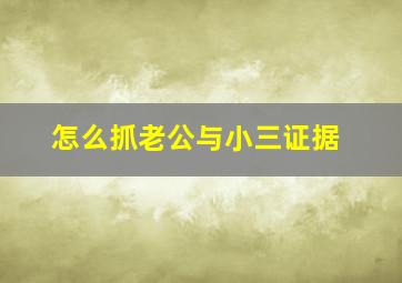 怎么抓老公与小三证据