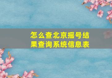 怎么查北京摇号结果查询系统信息表