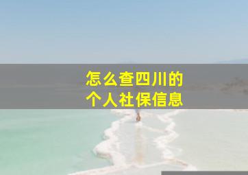 怎么查四川的个人社保信息