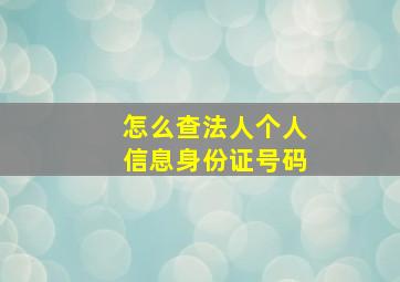 怎么查法人个人信息身份证号码