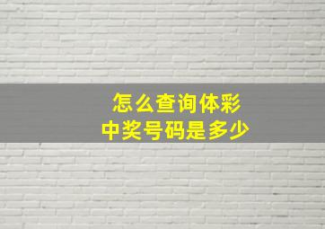 怎么查询体彩中奖号码是多少