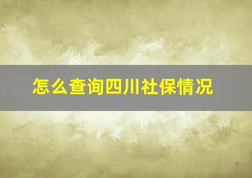 怎么查询四川社保情况