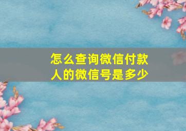 怎么查询微信付款人的微信号是多少