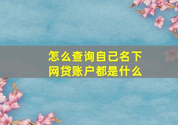 怎么查询自己名下网贷账户都是什么