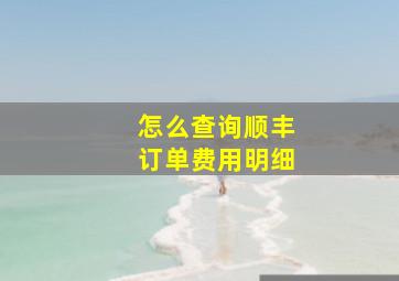 怎么查询顺丰订单费用明细