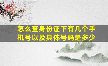 怎么查身份证下有几个手机号以及具体号码是多少