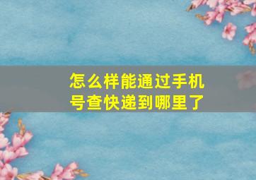 怎么样能通过手机号查快递到哪里了