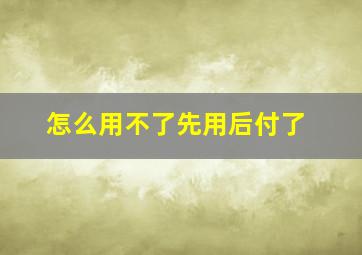 怎么用不了先用后付了