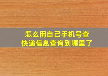 怎么用自己手机号查快递信息查询到哪里了