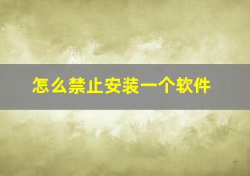 怎么禁止安装一个软件