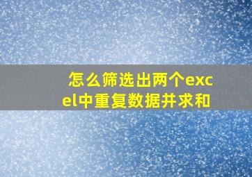 怎么筛选出两个excel中重复数据并求和