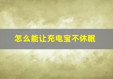 怎么能让充电宝不休眠