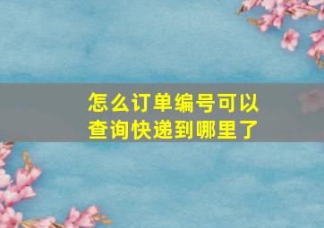 怎么订单编号可以查询快递到哪里了