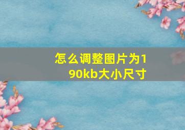 怎么调整图片为190kb大小尺寸