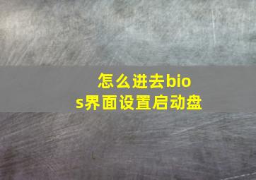 怎么进去bios界面设置启动盘