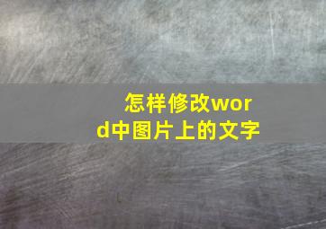 怎样修改word中图片上的文字