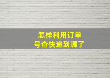 怎样利用订单号查快递到哪了