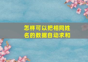 怎样可以把相同姓名的数据自动求和