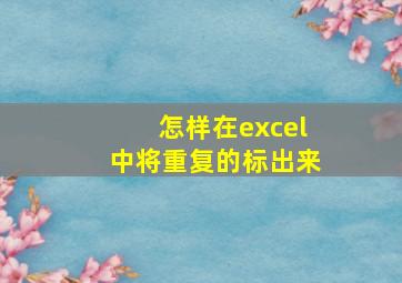 怎样在excel中将重复的标出来