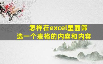 怎样在excel里面筛选一个表格的内容和内容