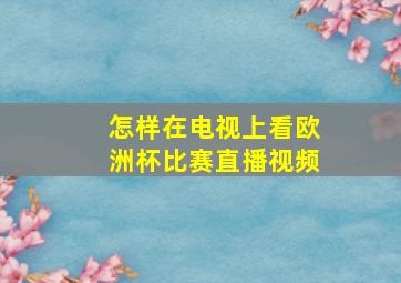 怎样在电视上看欧洲杯比赛直播视频