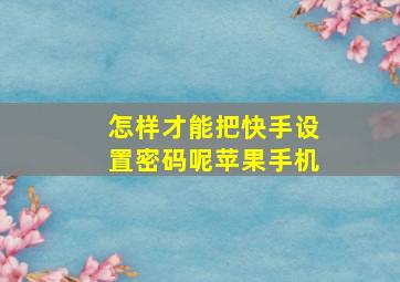 怎样才能把快手设置密码呢苹果手机