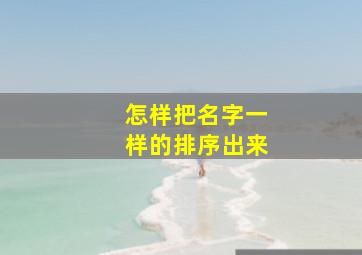 怎样把名字一样的排序出来